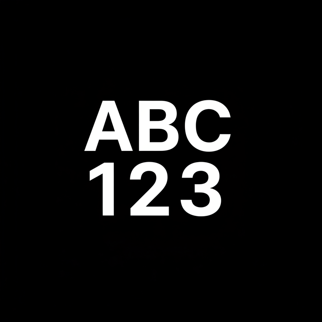 Kan du generere et kvadratisk bilde for Shopify. I bildet skal det være hvit bakgrunn, frilagte bokstaver ABC og under bokstavene skal det være frilagte tall 123. ABC og 123 skal være i samme størrelse og bredde.