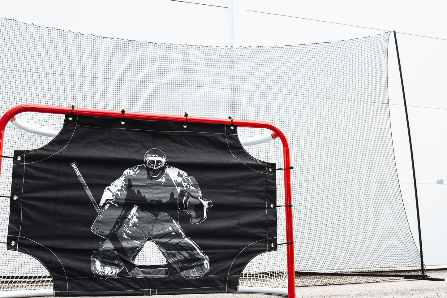 UNITE Beskyttelsesnett Hockey – Komplett backstop med ramme, stolper og nett